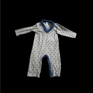 Feather Baby Blue and Tan Hedgehog Romper